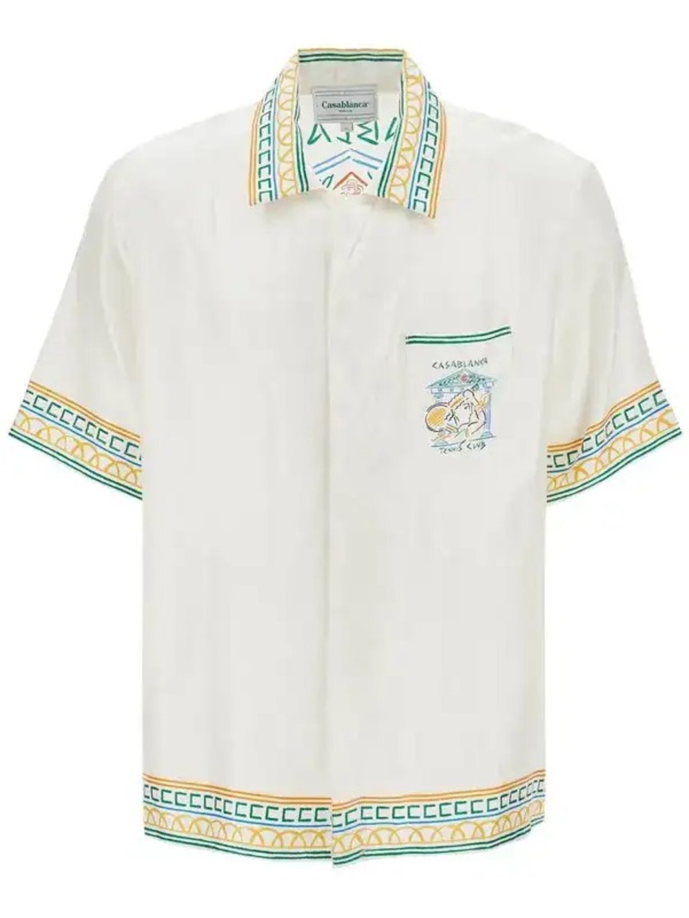 Casablanca Silk Crayon Temple Tennis Club Shirt White Men’s Small